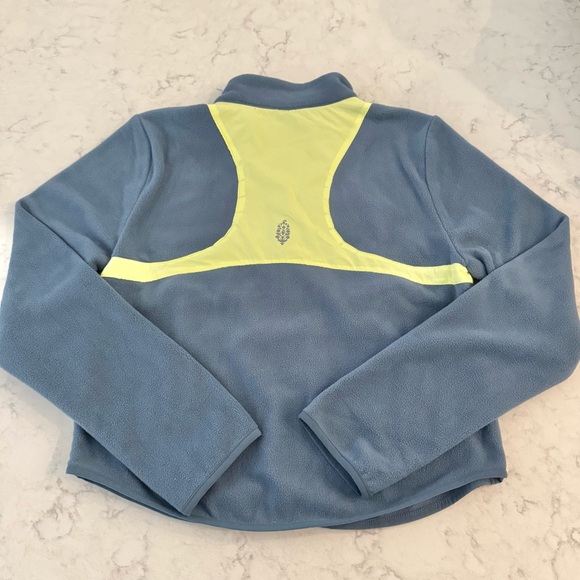 Free People In The Zone Zip Up Fleece Jacket Skyline/ Sour Citrus Size Large - Picture 5 of 11